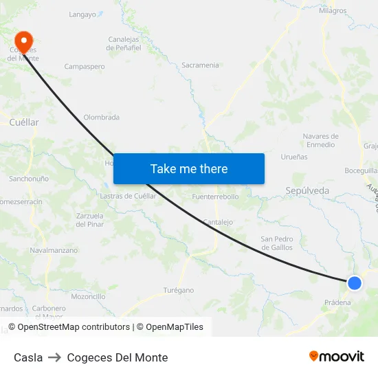 Casla to Cogeces Del Monte map