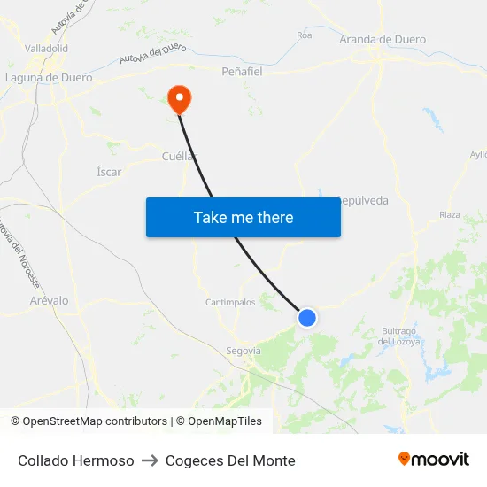 Collado Hermoso to Cogeces Del Monte map