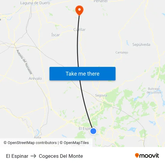 El Espinar to Cogeces Del Monte map