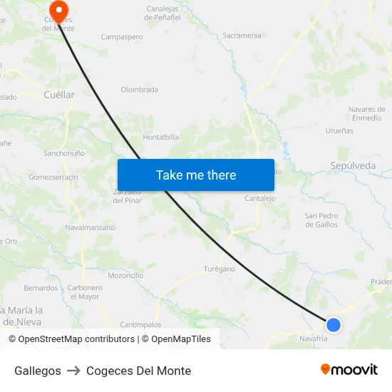 Gallegos to Cogeces Del Monte map