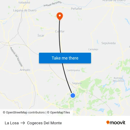 La Losa to Cogeces Del Monte map