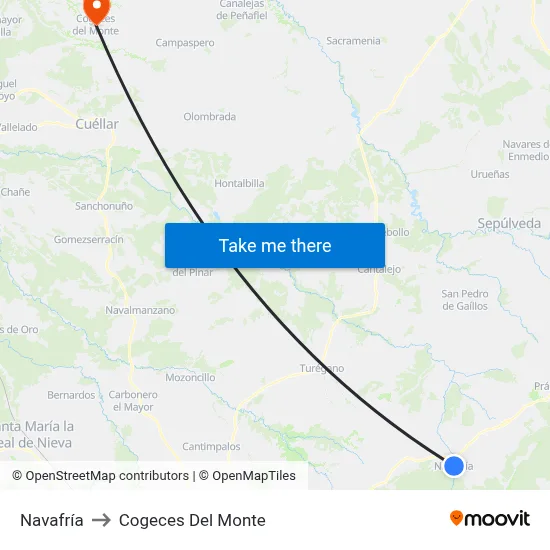 Navafría to Cogeces Del Monte map