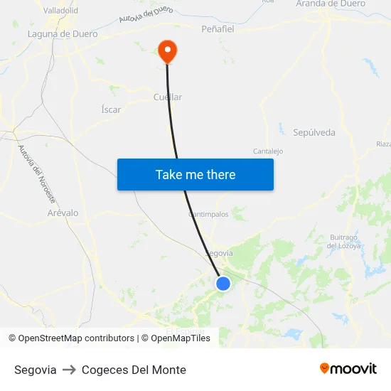 Segovia to Cogeces Del Monte map