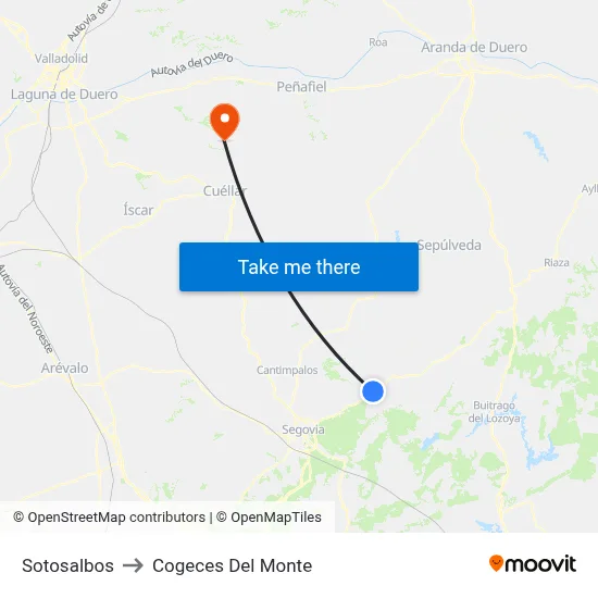 Sotosalbos to Cogeces Del Monte map