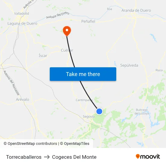 Torrecaballeros to Cogeces Del Monte map