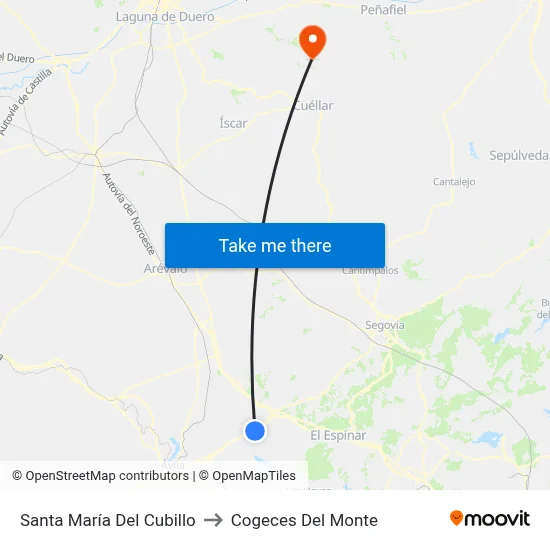 Santa María Del Cubillo to Cogeces Del Monte map