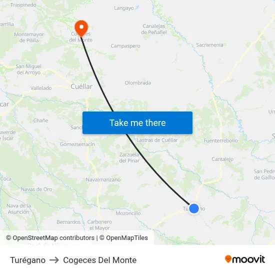 Turégano to Cogeces Del Monte map