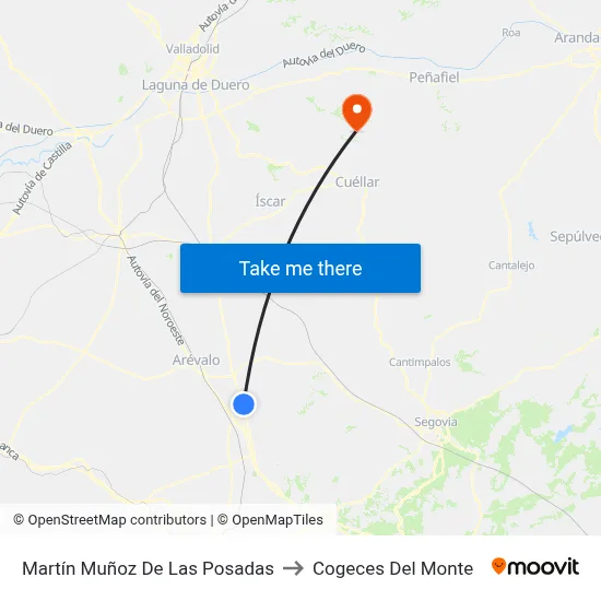 Martín Muñoz De Las Posadas to Cogeces Del Monte map