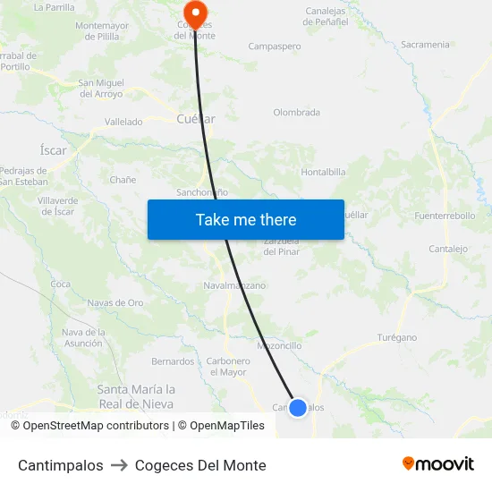 Cantimpalos to Cogeces Del Monte map