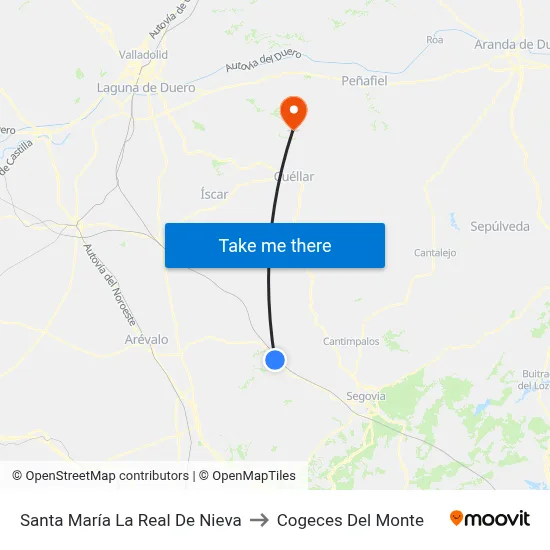 Santa María La Real De Nieva to Cogeces Del Monte map