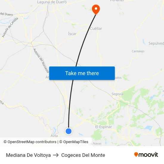 Mediana De Voltoya to Cogeces Del Monte map