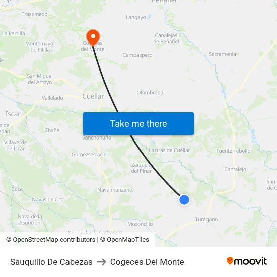 Sauquillo De Cabezas to Cogeces Del Monte map