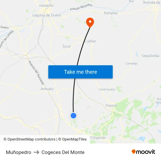 Muñopedro to Cogeces Del Monte map