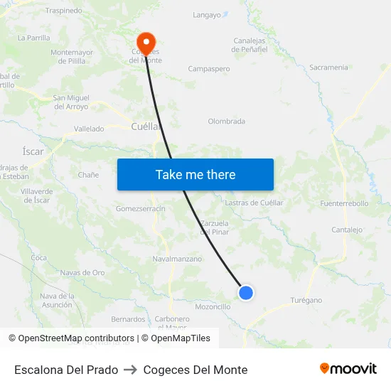 Escalona Del Prado to Cogeces Del Monte map