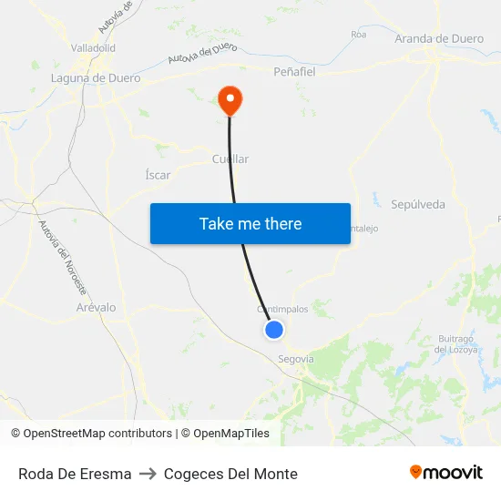 Roda De Eresma to Cogeces Del Monte map