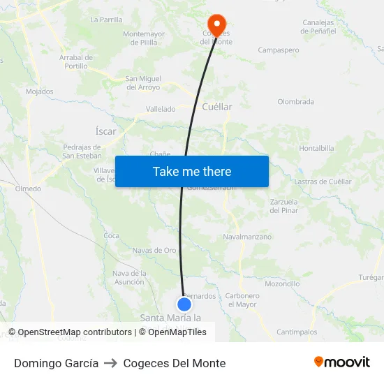 Domingo García to Cogeces Del Monte map