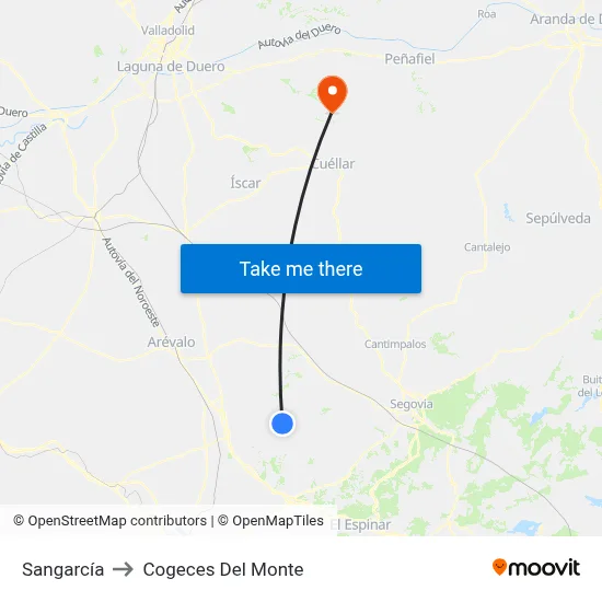 Sangarcía to Cogeces Del Monte map