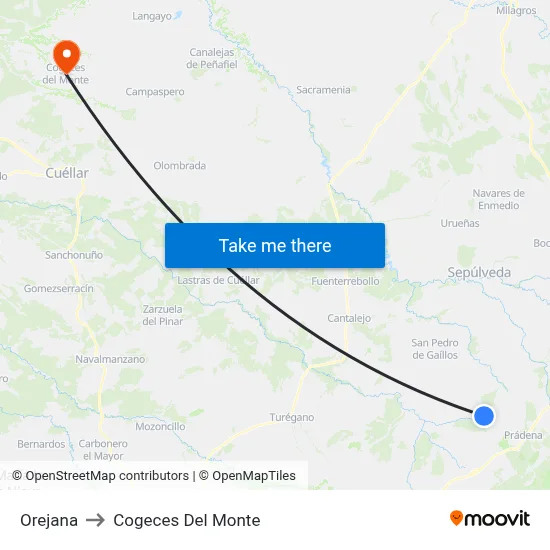 Orejana to Cogeces Del Monte map