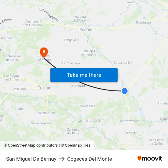 San Miguel De Bernuy to Cogeces Del Monte map