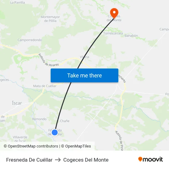 Fresneda De Cuéllar to Cogeces Del Monte map