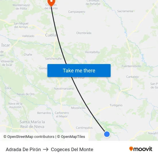 Adrada De Pirón to Cogeces Del Monte map