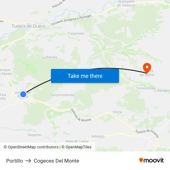 Portillo to Cogeces Del Monte map