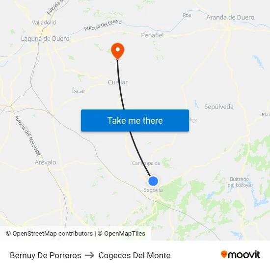 Bernuy De Porreros to Cogeces Del Monte map