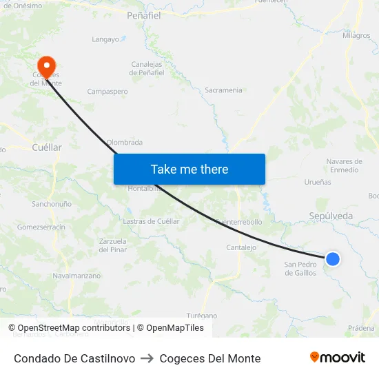 Condado De Castilnovo to Cogeces Del Monte map