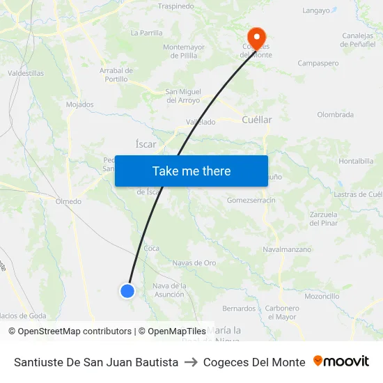 Santiuste De San Juan Bautista to Cogeces Del Monte map