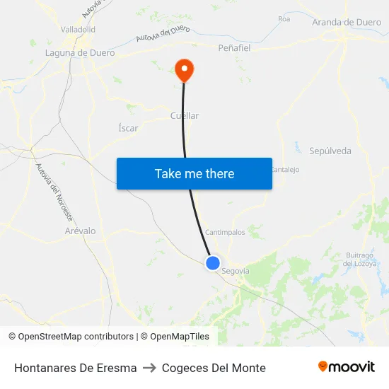 Hontanares De Eresma to Cogeces Del Monte map