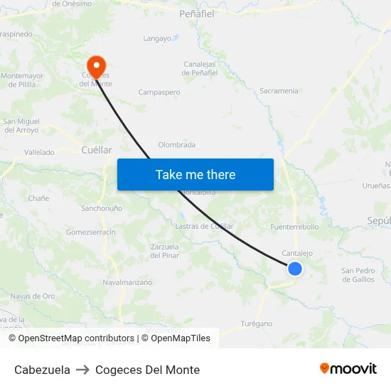 Cabezuela to Cogeces Del Monte map