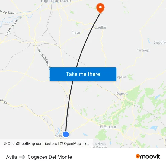Ávila to Cogeces Del Monte map
