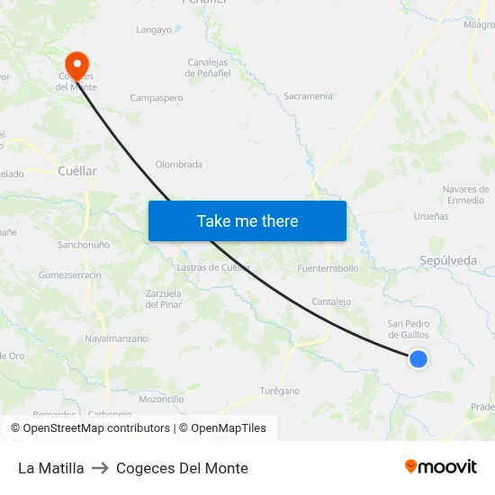 La Matilla to Cogeces Del Monte map