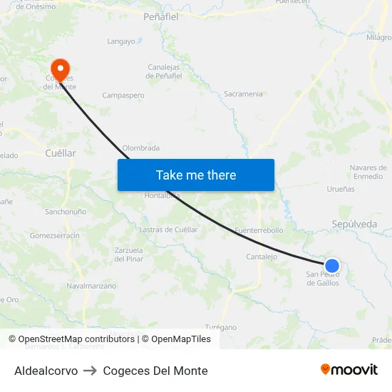 Aldealcorvo to Cogeces Del Monte map