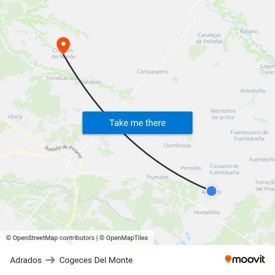 Adrados to Cogeces Del Monte map