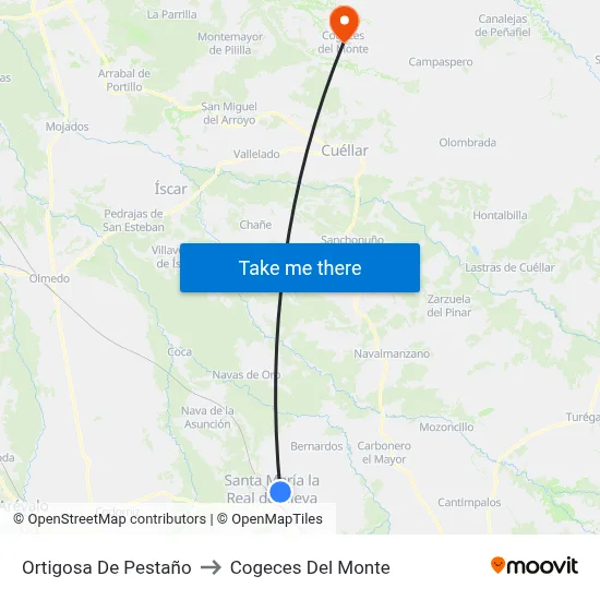 Ortigosa De Pestaño to Cogeces Del Monte map