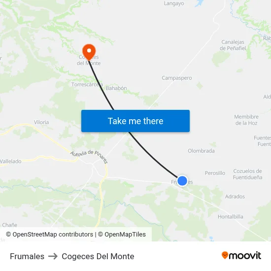 Frumales to Cogeces Del Monte map