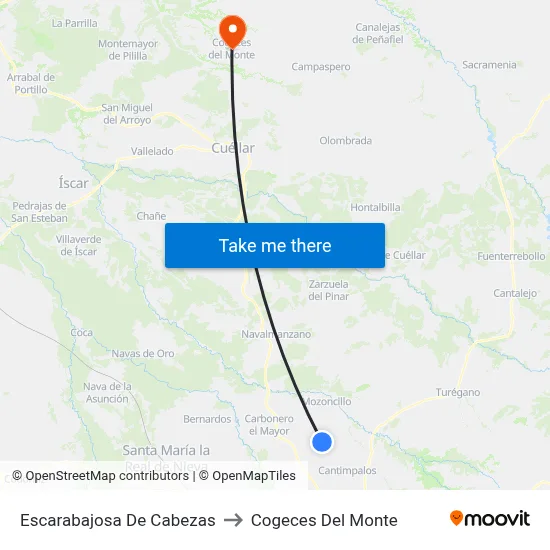 Escarabajosa De Cabezas to Cogeces Del Monte map