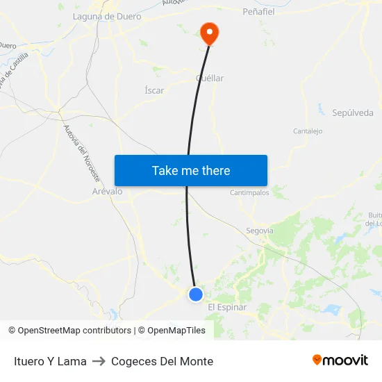 Ituero Y Lama to Cogeces Del Monte map