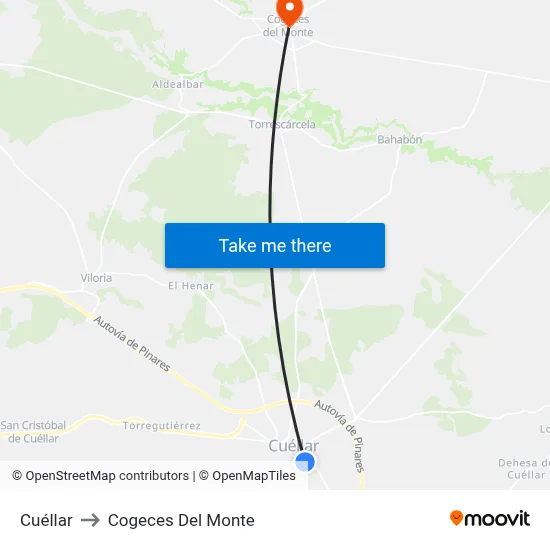 Cuéllar to Cogeces Del Monte map