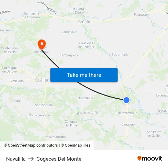 Navalilla to Cogeces Del Monte map