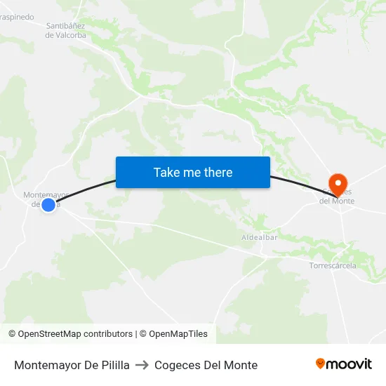 Montemayor De Pililla to Cogeces Del Monte map