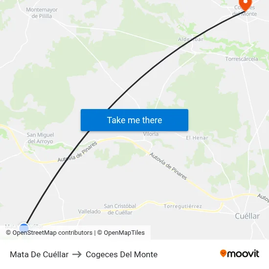 Mata De Cuéllar to Cogeces Del Monte map