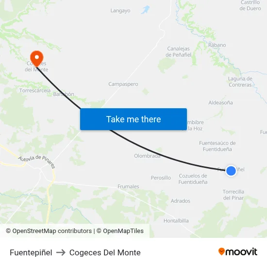 Fuentepiñel to Cogeces Del Monte map