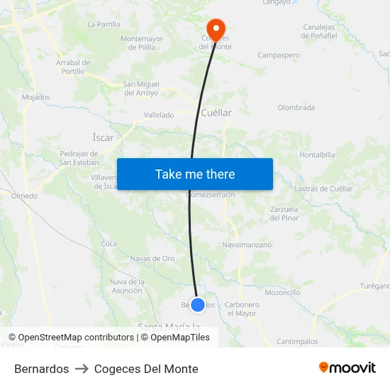 Bernardos to Cogeces Del Monte map