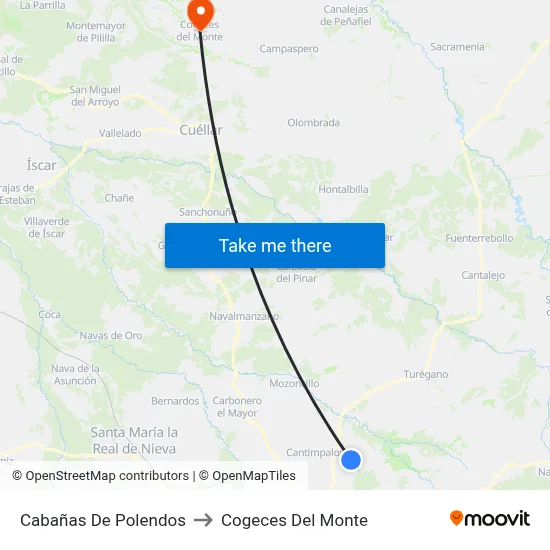 Cabañas De Polendos to Cogeces Del Monte map