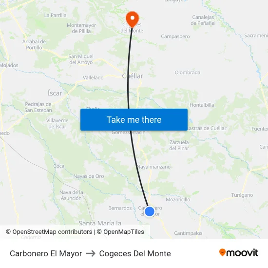 Carbonero El Mayor to Cogeces Del Monte map