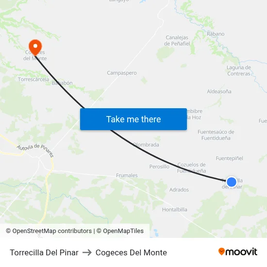 Torrecilla Del Pinar to Cogeces Del Monte map