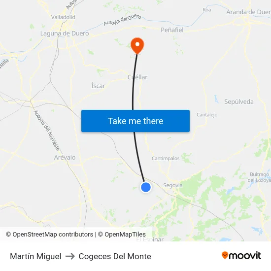 Martín Miguel to Cogeces Del Monte map