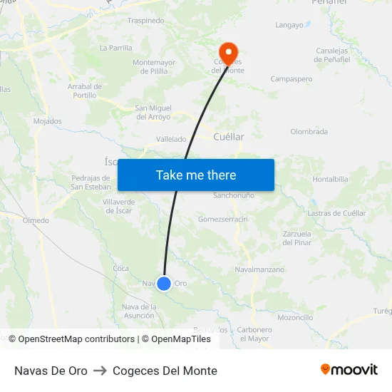 Navas De Oro to Cogeces Del Monte map
